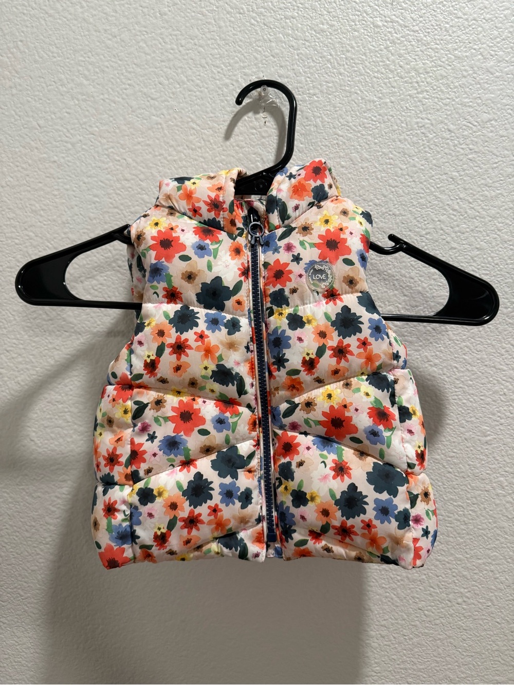Zara Baby Girls Floral Quilted Puffer Vest - White Multicolor